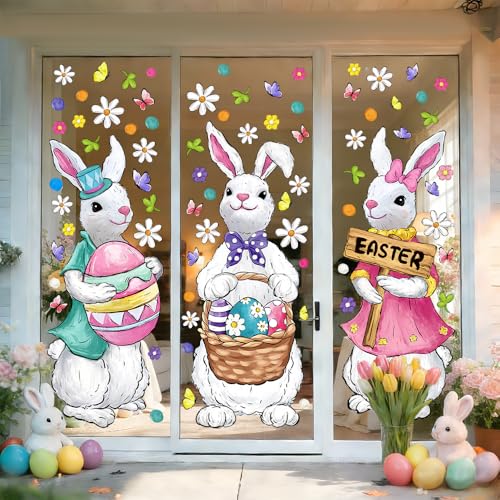 Easter Bunny Window Clings - 6 Large Decals for Spring Decor