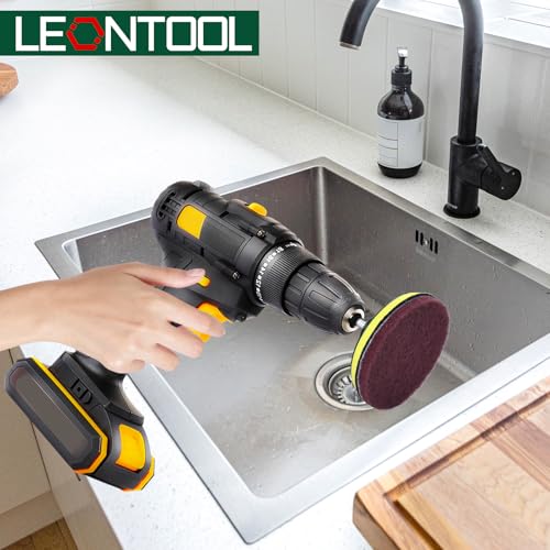 LEONTOOL 4-Inch Drill Powered Scouring Pad Cleaning Kit for Tile and Tub