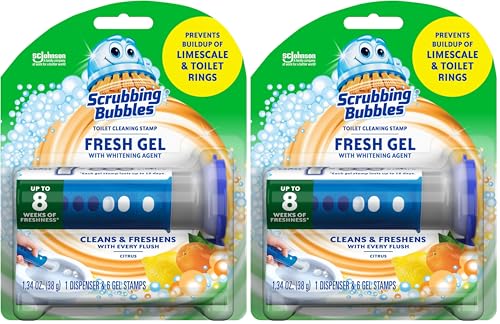 Scrubbing Bubbles Fresh Gel Toilet Bowl Cleaning Stamps, Citrus, 2-Pack