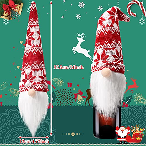Honeydak 16 Pcs Christmas Gnome Wine Bottle Covers Knit Hat Party Decor