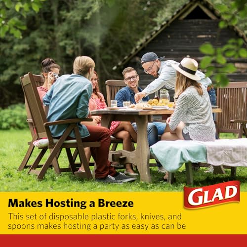 Glad Heavy Duty Disposable Cutlery Set, Clear Plastic Forks, Knives & Spoons - 240 Count