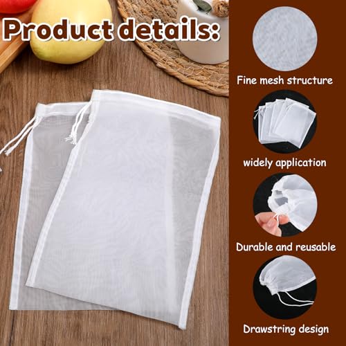 5 Pcs Nylon Brew Bags, 7.9 x 5.9 Inch Fine Mesh Straining Bags for Homebrew