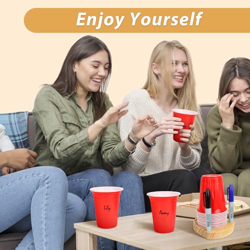 Wooden Drink Holder with Marker Slot - Party Essential (Variation 1)