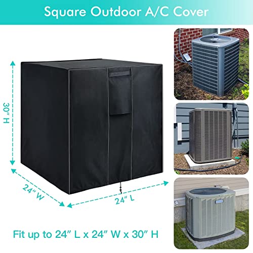 WLEAFJ Heavy Duty Air Conditioner Cover 24x24x30 inches - Waterproof Outdoor Protection