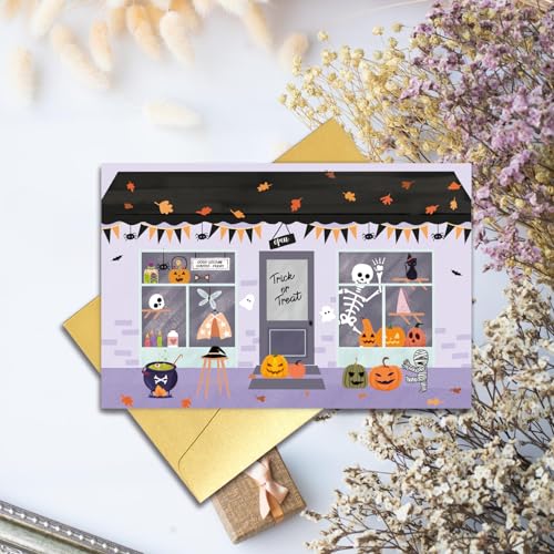 Funny Illustrated Halloween Market Greeting Card with Envelope