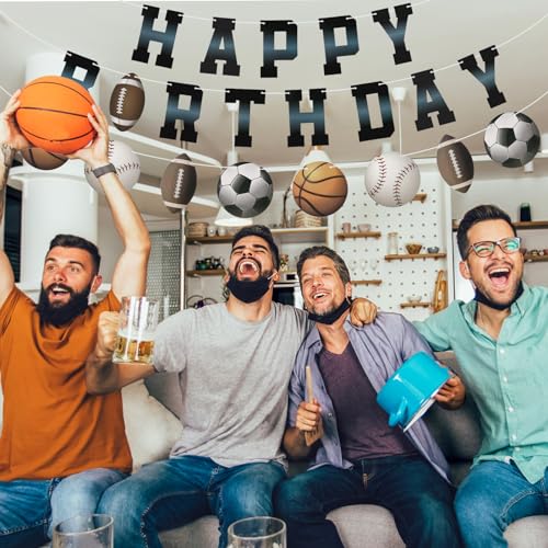 Sports Happy Birthday Banner for Kids - Basketball, Football & More