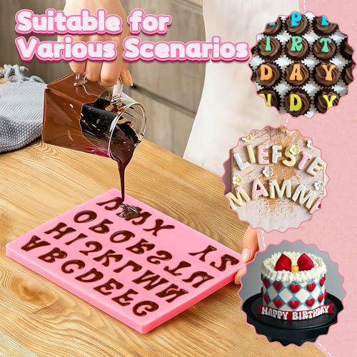 6PCS Silicone Chocolate Molds Set - Letters & Numbers for Baking