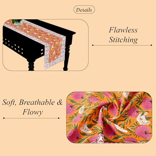 Ridhi Hand Block Print Table Runner - Bubblegum Pink, 16x106 Inches