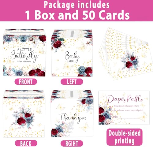 Butterfly Diaper Raffle Box Set with 50 Tickets for Baby Shower