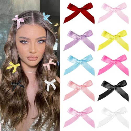 Draupnir 100Pcs Mini Satin Bow Hair Clips Small Metal Hair Bows Barrettes