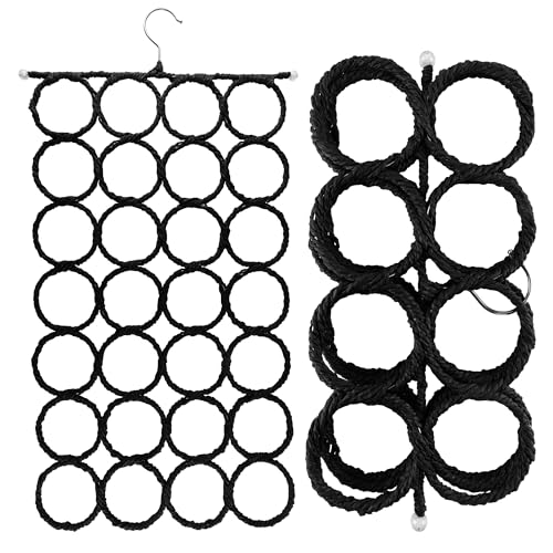 Super Z Outlet Foldable 28-Hole Closet Organizer Hanger - Black (15" x 7.4")
