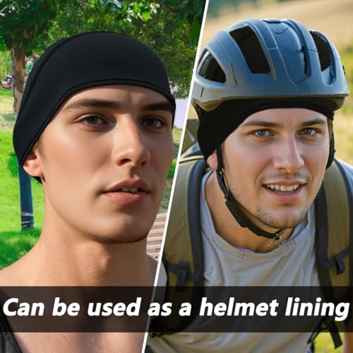 2 Pieces Skull Cap for Men Women Helmet Liner Cooling Hat Beanie Breathable Running Cycling Hat
