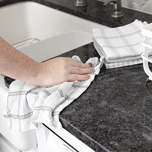 T-Fal Waffle Dish Cloths, 100% Cotton, 12x13 Inch - Grey (4-Pack)