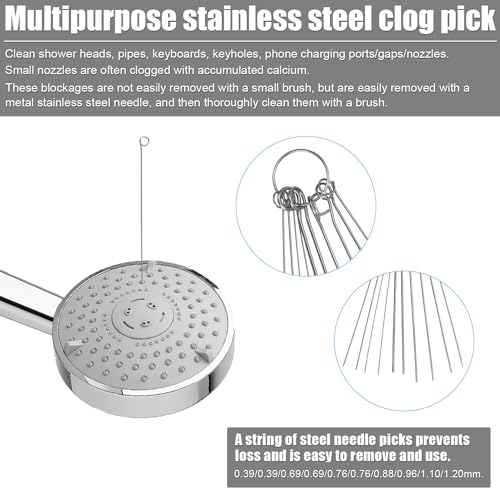 Gray Shower Head Cleaning Brush Set - 10pcs with Needle Picks