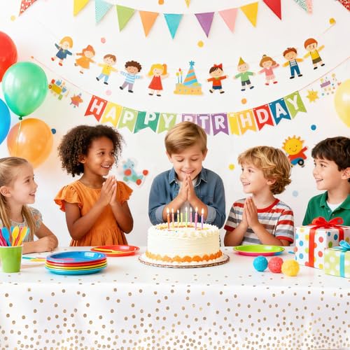 Gold Plastic Tablecloths 54x108 Inches - Pack of 4 Waterproof Disposable Party Covers