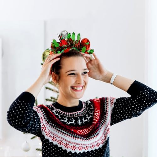 Christmas Glitter Pom-Pom Headband Festive Party Hair Accessory
