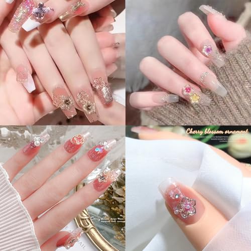 100Pcs 3D Flower Nail Charms Flatback Resin Floral Gems for DIY Manicure