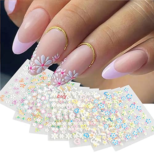 30 Sheets Floral Nail Art Stickers 3D Self-Adhesive Daisy Decals