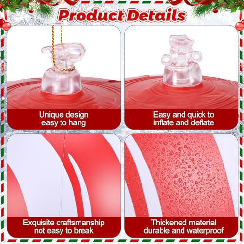 Multicolor 12 Inch Christmas Inflatable Balls - Oversized Holiday Ornaments - Small Variation