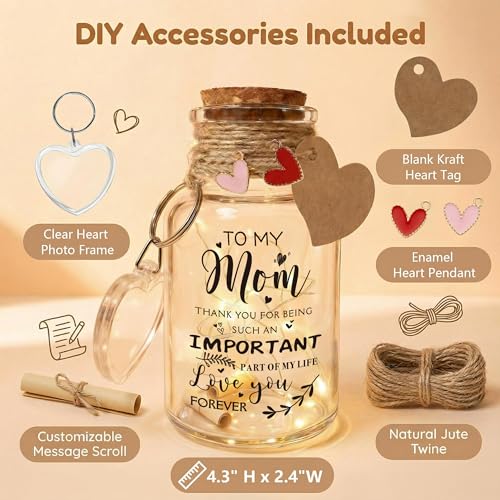 Sentimental Light Up Message Jar for Mom - Warm LED Gift - To My Mom Variation