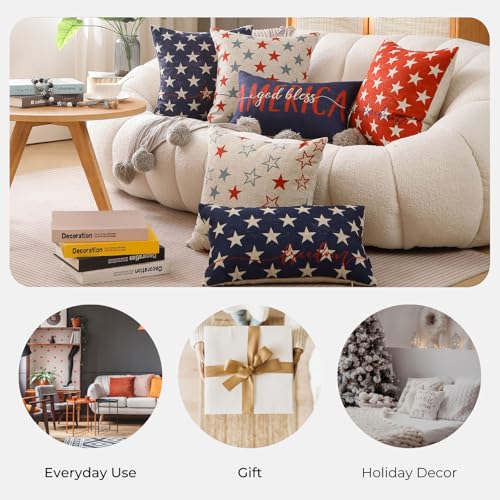 4th of July Patriotic Pillow Cover | Vintage God Bless America Cushion 12x20