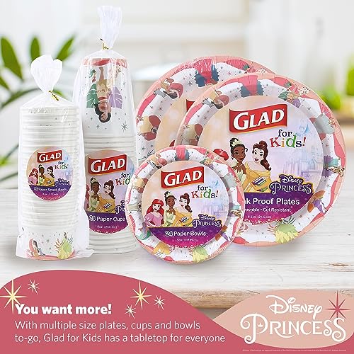 Glad for Kids Disney Princess Disposable Paper Plates, 10 Inch, 20 Count