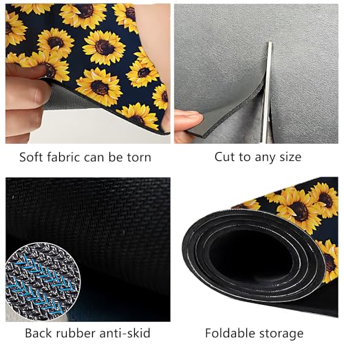 Sunflower Dish Drying Mat - Absorbent Rubber Kitchen Mat (12x16in)