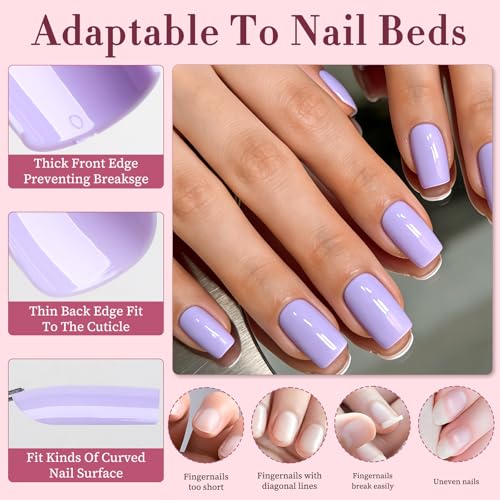 Lifextol Medium Square Press On Nails - 280PC Purple Acrylic Fake Nails
