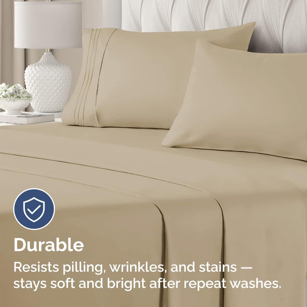Skiennix Standard Pillow Cases Set of 4 - Ultra Soft Hotel Quality Covers - Machine Washable Beige