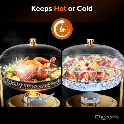 Gold 4 Pack 5.5 QT Round Stainless Steel Buffet Chafing Dishes