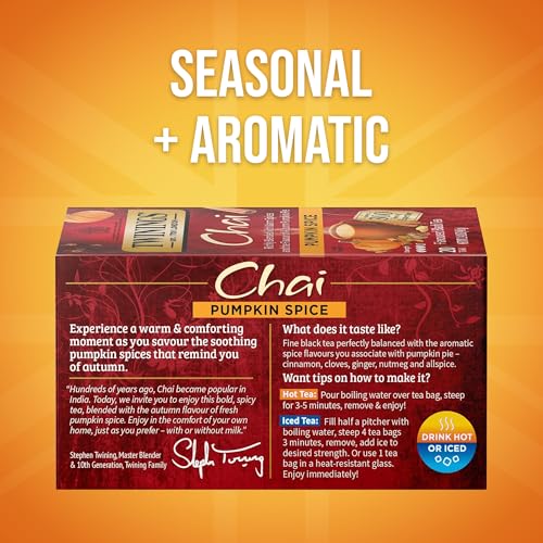 Twinings Pumpkin Spice Chai Black Tea - 20 Individually Wrapped Bags