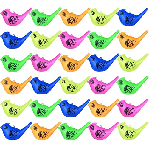 30PCS Colorful Bird Water Whistle Toys - Fun Musical Instruments for Parties