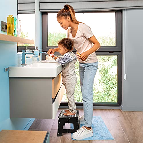 Korpai 9-Inch Folding Step Stool for Adults & Kids, Portable Non-Slip Stool