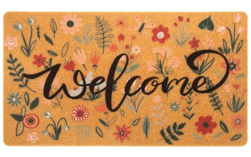 Welcome Floral Spring Doormat 17x29 Inch - Durable & Non-Slip
