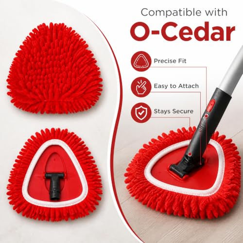 O-Cedar EasyWring Mop Replacement Heads - 3 Pack Chenille Microfiber