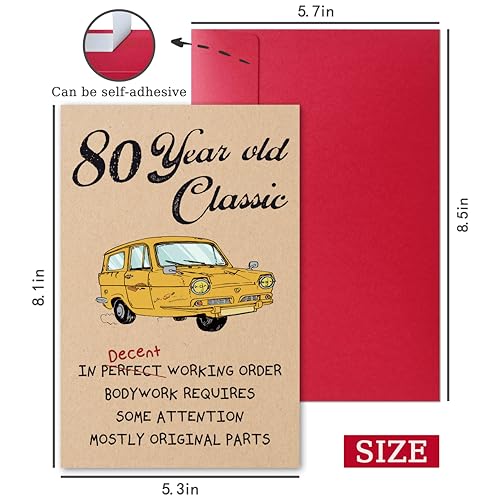 Funny 80th Birthday Card for Men and Women - Vintage Joke Card