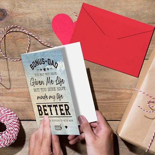 Bonus Dad Father's Day Card - Heartfelt Humor & Premium Quality