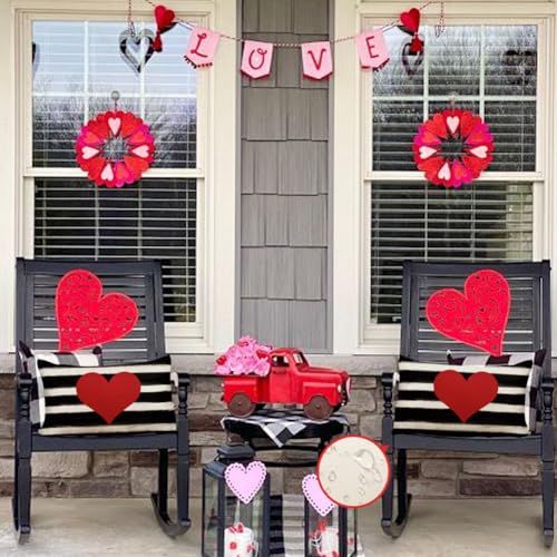 Valentine's Day Outdoor Pillow Covers 12x20 Inch Red Heart