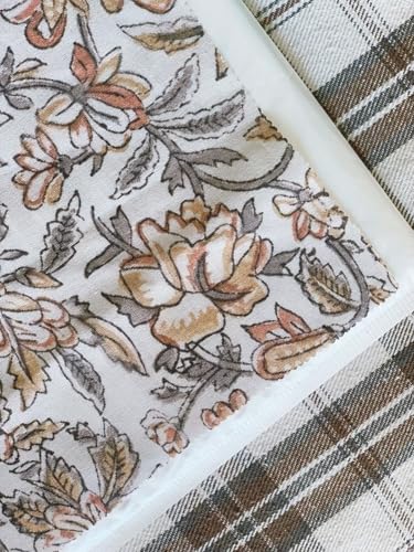 Floral Throw Pillow Cover 18x18 - Vintage Muted Rust & Mustard Botanical