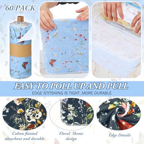 Reusable Cotton Kitchen Cloths Set - 60 Rich Flowers Pattern Towels
