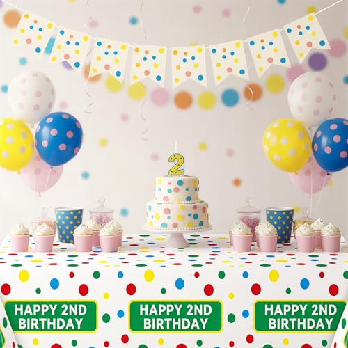 Happy 2nd Birthday Plastic Tablecloths - 3 Pack Disposable Table Covers