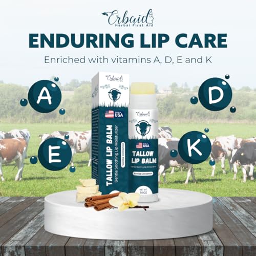 Beef Tallow Lip Balm with Beeswax – Natural Vanilla Cinnamon Chapstick