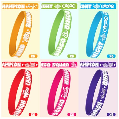 36 Pcs Bingo Rubber Bracelets - Silicone Party Favors