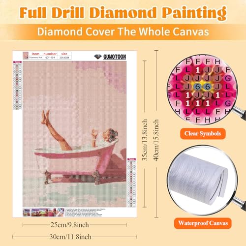 GUMITOON Pink Bathroom Diamond Art Kit - Full Drill 12"x16"