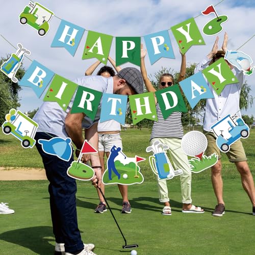 Multicolor Golf Happy Birthday Banner for Sports Theme Party