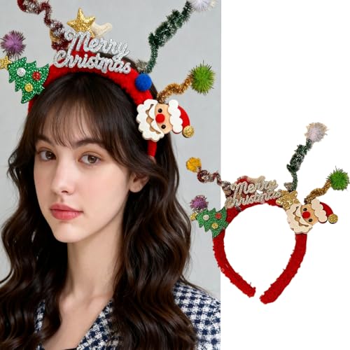 Christmas Headband Cute Plush Santa Claus Hair Hoop for Holiday Party