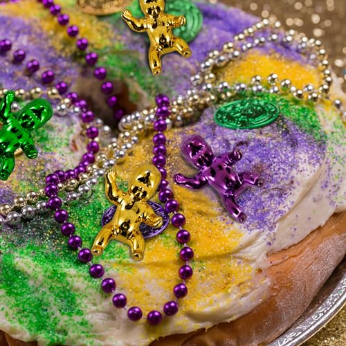 12 pcs Mardi Gras King Cake Babies - Colorful Plastic Figurines