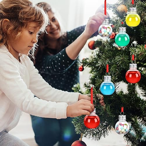 Round Silver Christmas Booze Ornament Balls - 150 Pcs Fillable Plastic Holiday Decorations