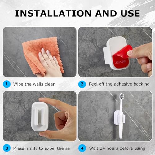 White 2-Pack Wall Mounted Electric Toothbrush Holders Waterproof & Adhesive