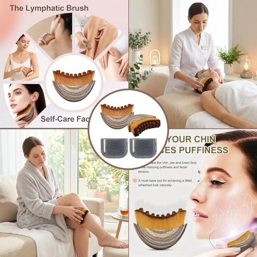 Lymphatic Contour Face Brush Soft Dry Brushing Beauty Tool 2 Pcs